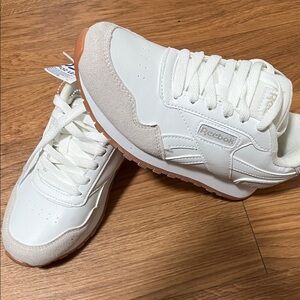 Reebok White Leather Sneakers with Gum Outsole
